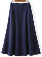 Shein Women Zipper A-line Navy Skirt