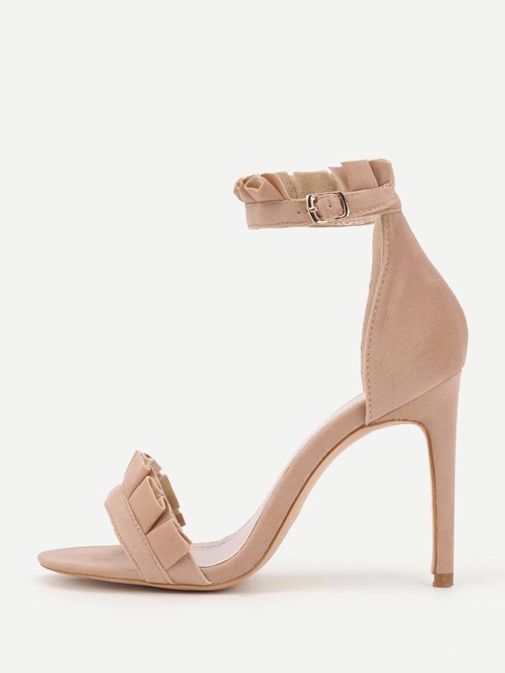 Shein Pleated Trim Design Two Part Heeled Sandals