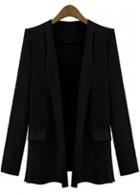 Rosewe Chic Long Sleeve Turndown Collar Woman Blazer Black