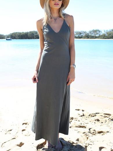 Shein Grey Crisscross Back Beach Dress