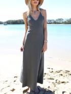 Shein Grey Crisscross Back Beach Dress