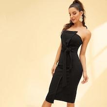 Shein Knot Front Surplice Wrap Tube Dress