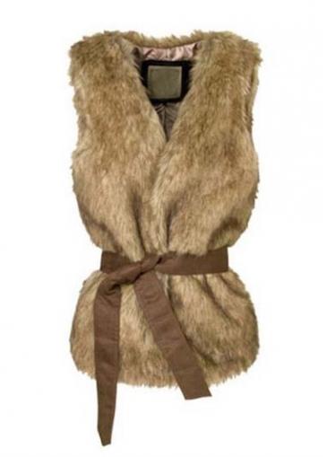Rosewe Latest Sleeveless Faux Fur Brown Vest For Woman