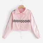Shein Striped Side Drawstring Front Jacket