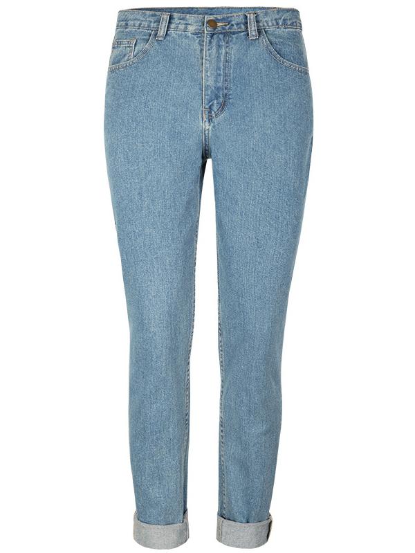 Shein Blue Pockets Straight Denim Pant