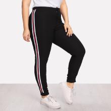 Shein Plus Stripe Side Skinny Pants