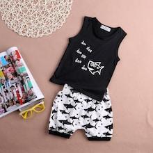 Shein Toddler Boys Cartoon Print Tank Top With Shorts