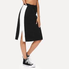 Shein Split Side Stripe Contrast Skirt