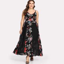 Shein Plus Random Botanical Print Cami Dress