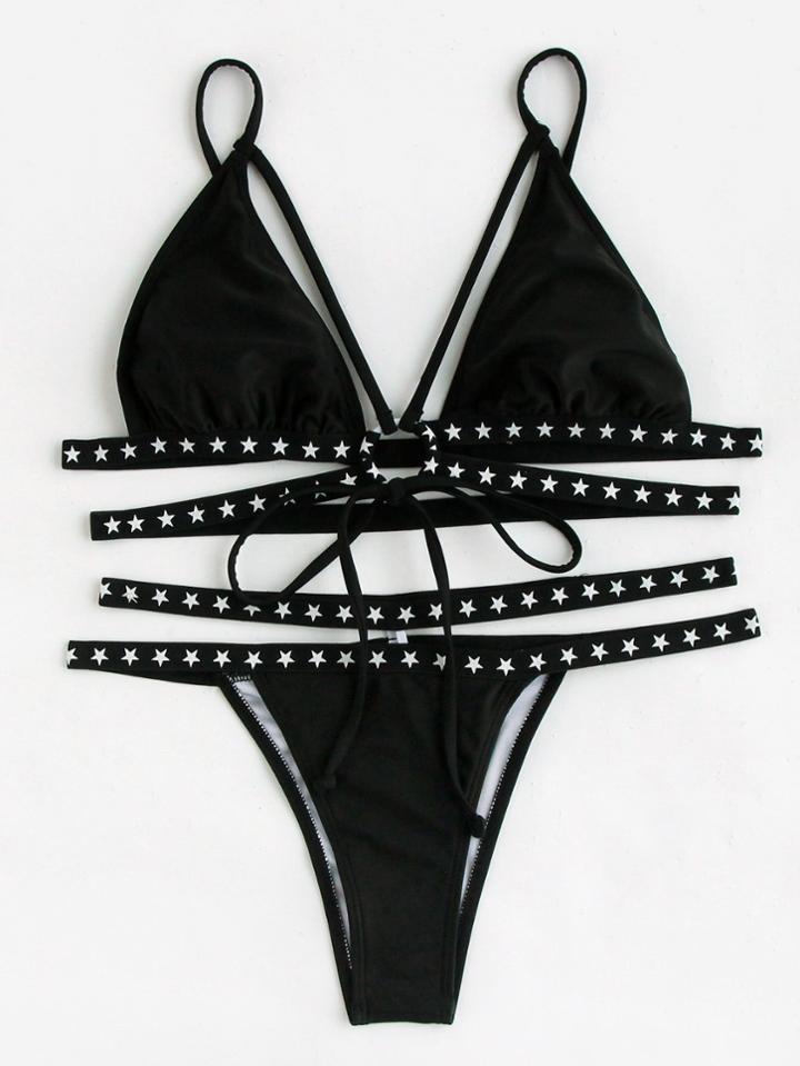 Shein Star Studded O Ring Strappy Bikini Set