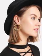 Shein Ring Linked Round Stud Earrings