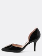 Shein Black Patent Square Buckle D'orsay Pumps