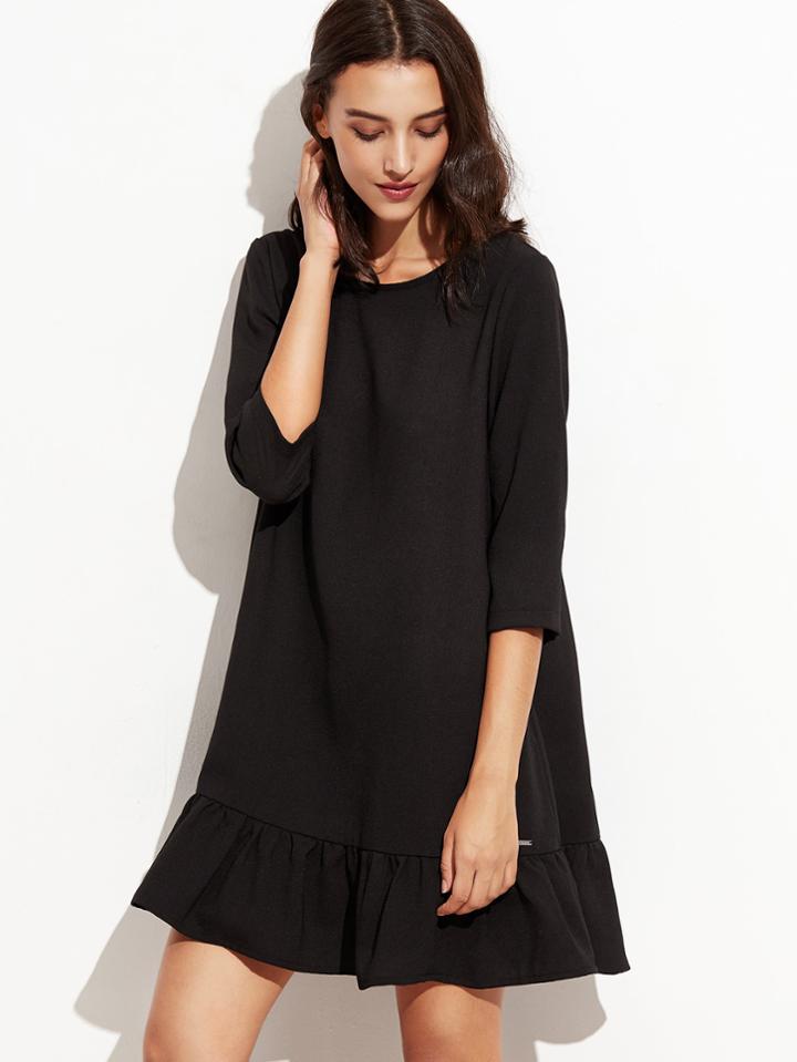 Shein Ruffle Hem Keyhole Back Dress