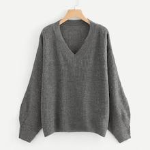 Shein V-neck Lantern Sleeve Jumper