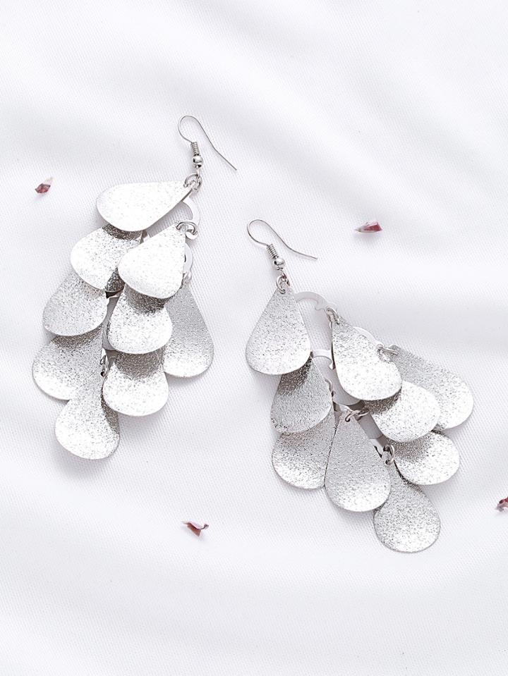 Shein Silver Water Drop Shaped Earrings