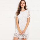Shein Floral Lace Overlay Swing Dress