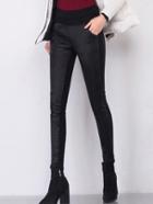 Shein Black Elastic Waist Quilted Down Pants