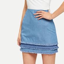 Shein Fringe Hem Tiered Skirt