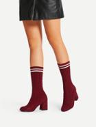Shein Contrast Striped Knit Sock Boots