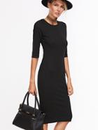 Shein Black Half Sleeve Casual Midi Dress