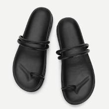 Shein Toe Ring Pu Flat Slippers