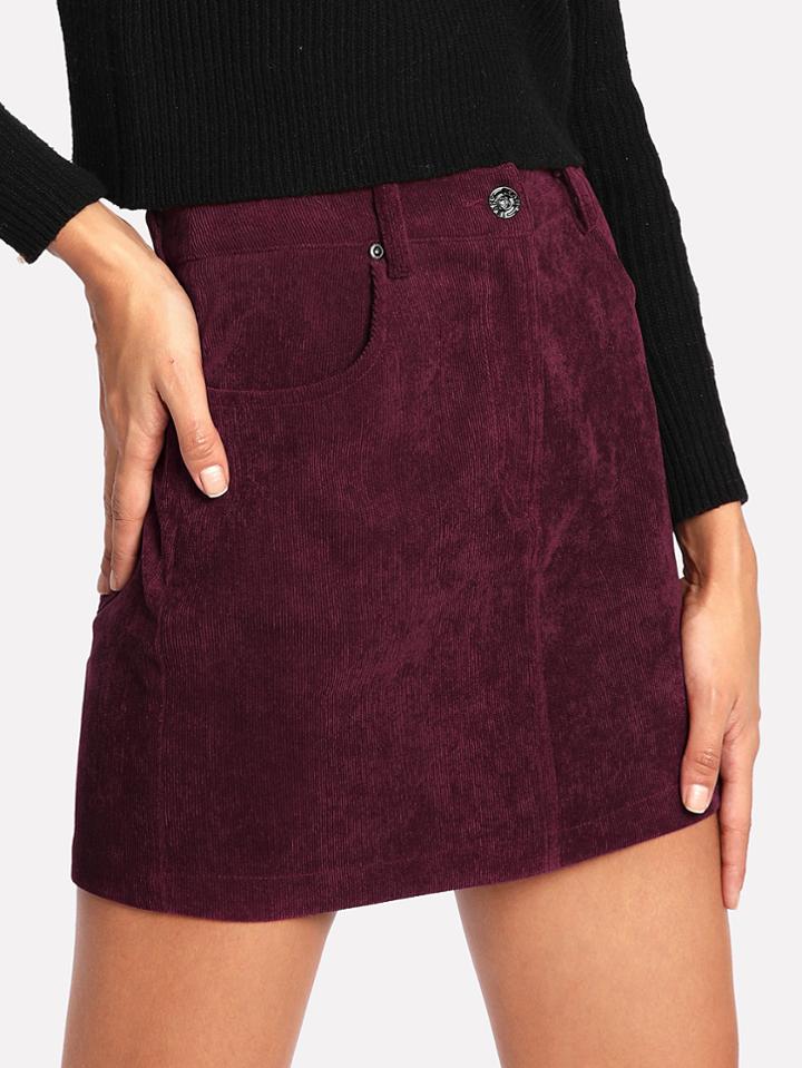 Shein Zip Fly Cord Skirt