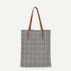 Shein Houndstooth Pattern Tote Bag With Pu Handle