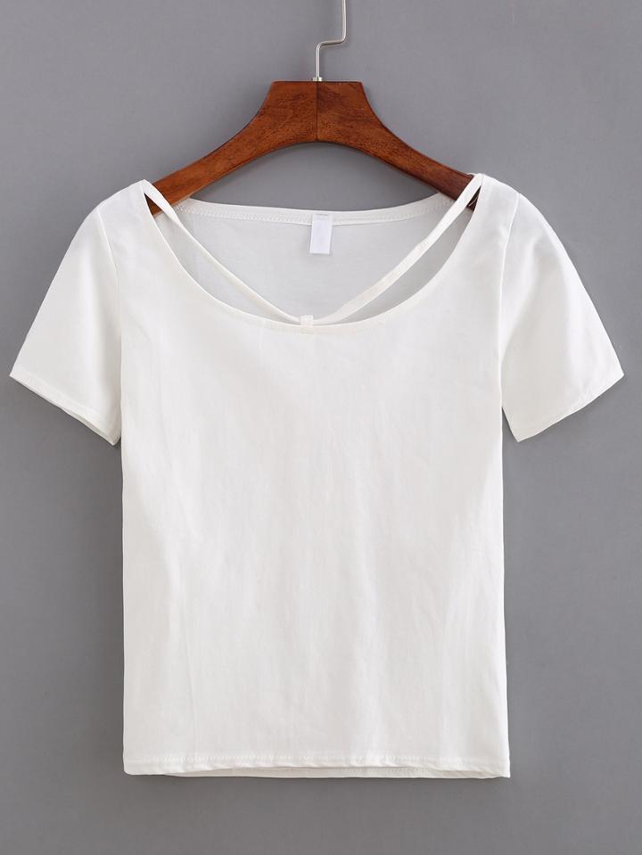 Shein Strappy Neck T-shirt - White