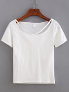 Shein Strappy Neck T-shirt - White