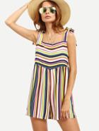 Shein Multicolor Striped Tie Shoulder Backless Jumpsuit