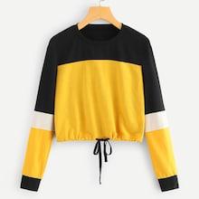 Shein Round Neck Color Block Sweatshirt