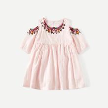Shein Girls Open Shoulder Printed Dress
