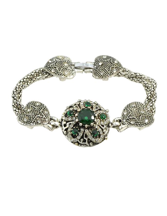 Shein Green Rhinestone Heart Shape Bracelet