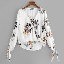 Shein Wrap Flower Print Top