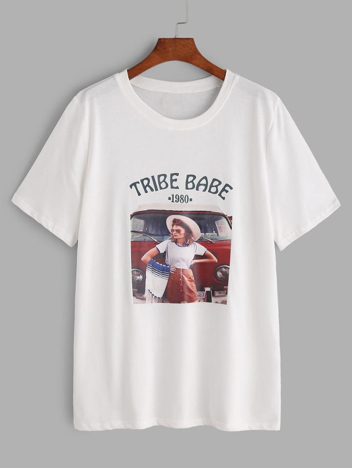 Shein Printed Short Sleeve T-shirt