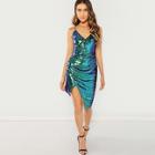 Shein Surplice Wrap Iridescent Sequin Cami Dress