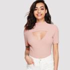Shein Open Front Stand Collar Tee