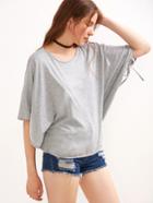 Shein Grey Cape T-shirt With Tie Detail