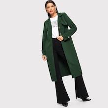 Shein Single Breasted Notch Neck Solid Coat
