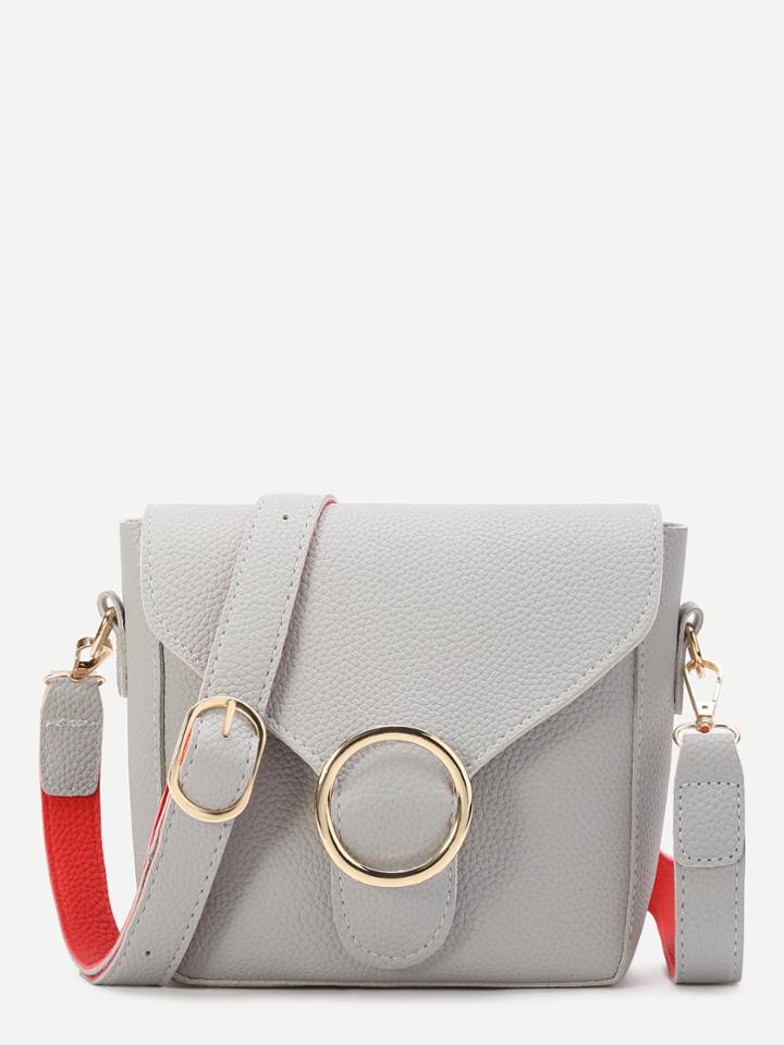 Shein Grey Ring Detail Pu Shoulder Bag