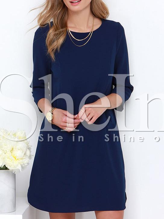 Shein Navy Concert Half Sleeve Pockets Dress