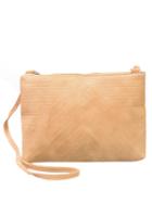Shein Faux Leather Chevron Topstitch Shoulder Bag - Apricot