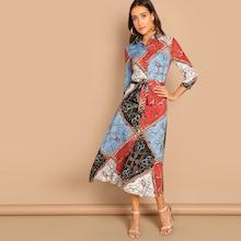 Shein Patchwork Print Shirt Dress