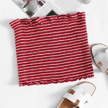 Shein Frill Trim Striped Tube Top