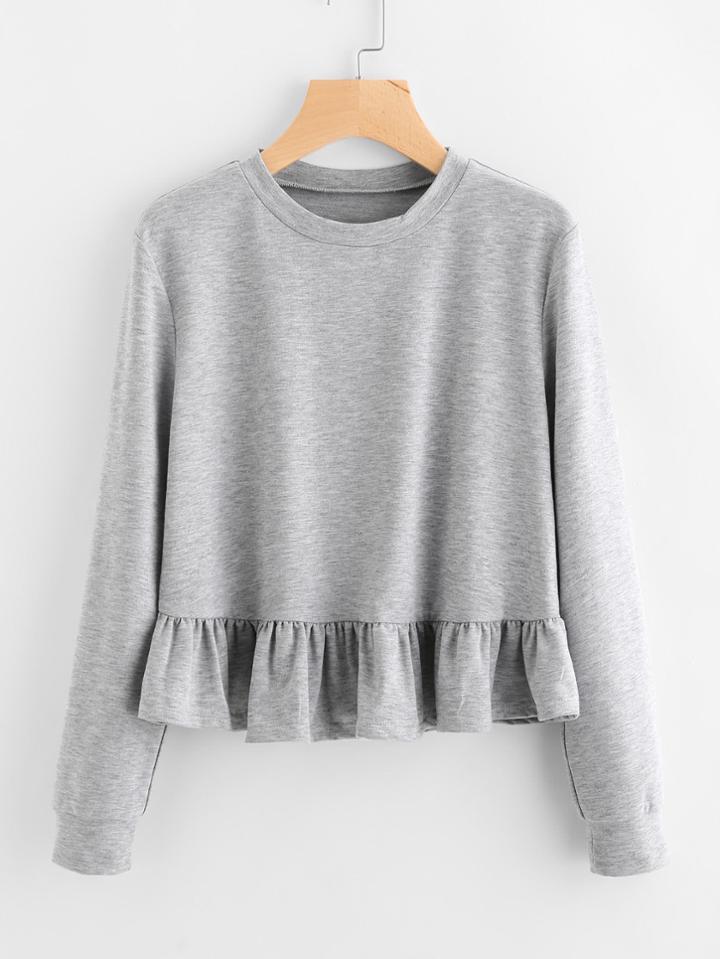 Shein Frill Hem Slub Sweatshirt