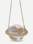 Shein Metallic Silver Saturn Shape Chain Bag