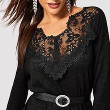 Shein Floral Lace Applique Solid Tee