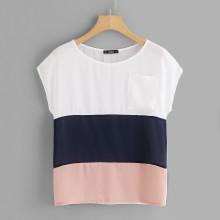 Shein Patch Pocket Cut And Sew Top