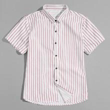 Shein Men Striped Collar Blouse