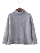 Shein Rib Trim Rolled Sweater